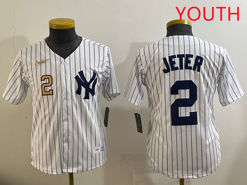Youth New York Yankees #2 Jeter White 2025 Nike MLB jersey style 3